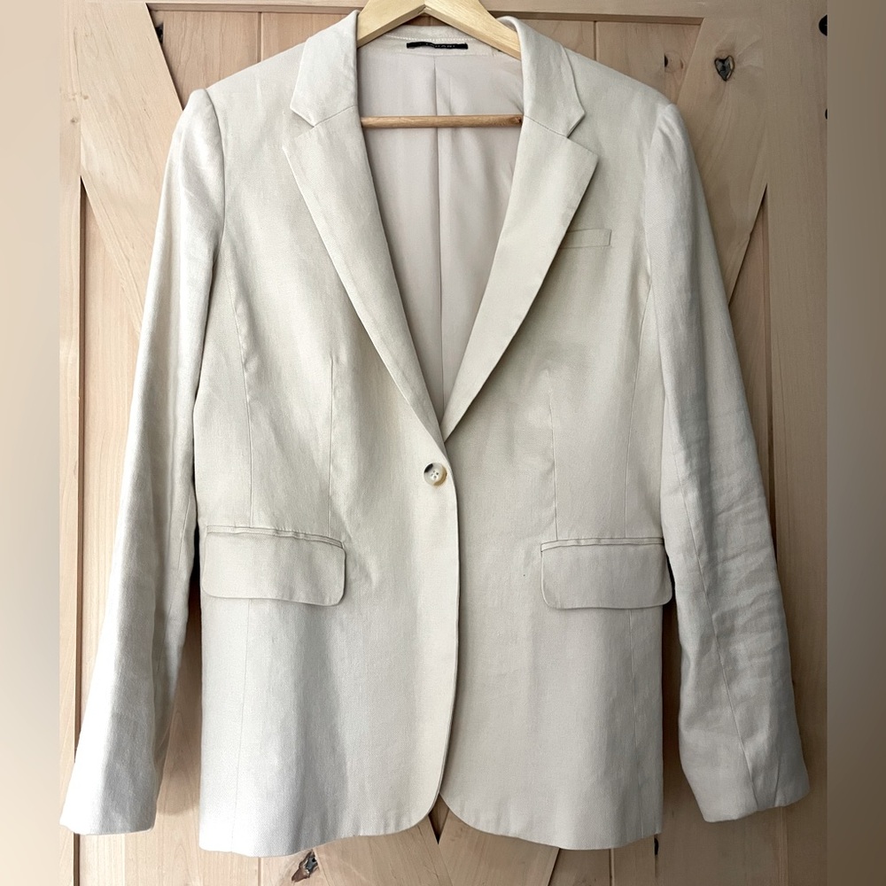 Tahari Linen Blazer Single Button Size 10